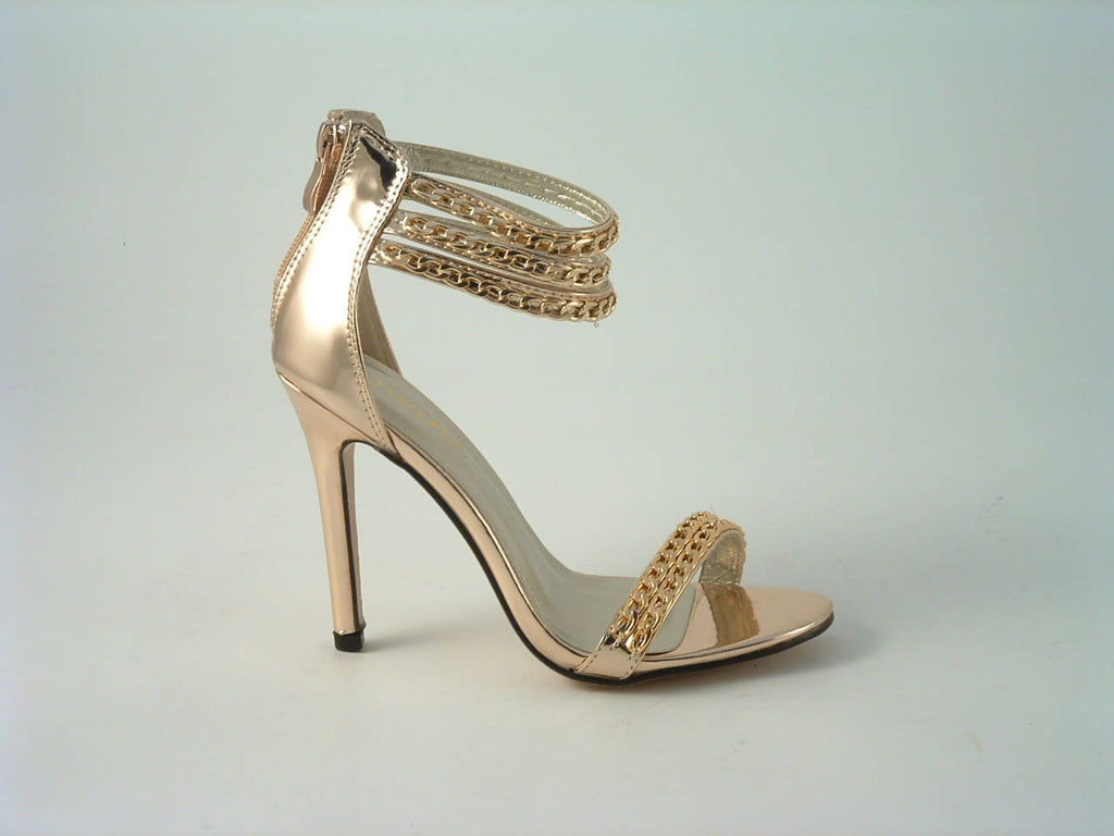 Glitz Shoes Metallic Chain Barely There Sandal Divine Glitz Shoes