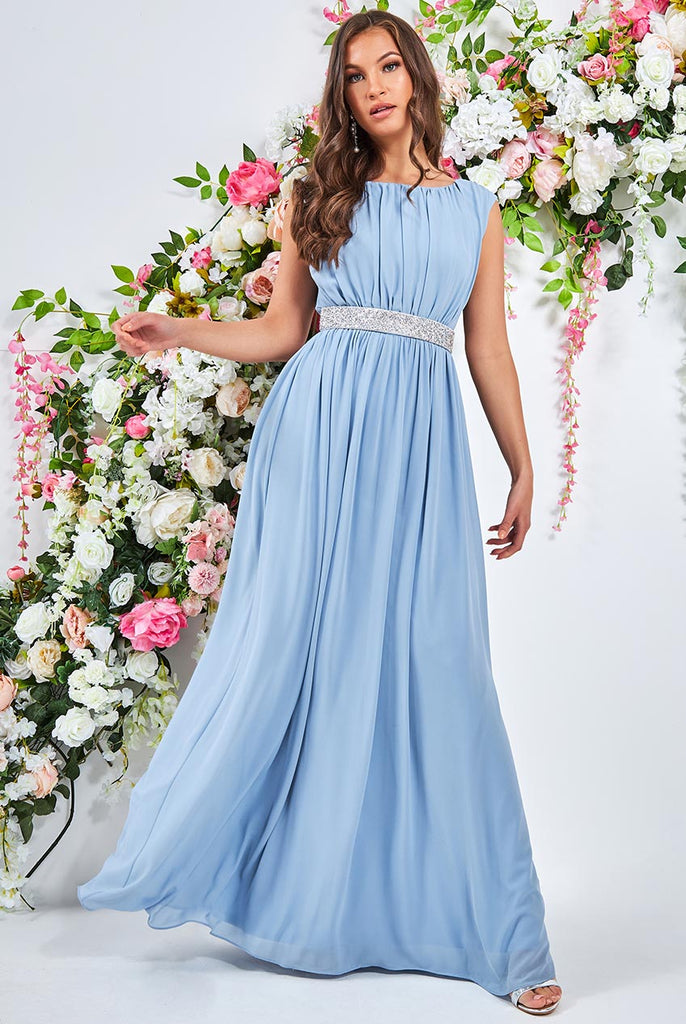 Chiffon Maxi with Embellished Belt Goddiva
