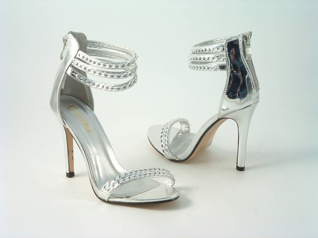 Glitz Shoes Metallic Chain Barely There Sandal Divine Glitz Shoes