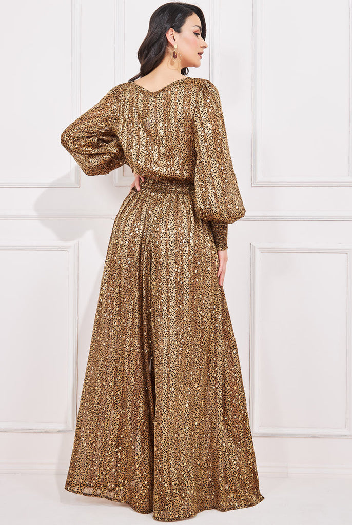 Shirred Waist Chiffon Printed Maxi Dress Goddiva