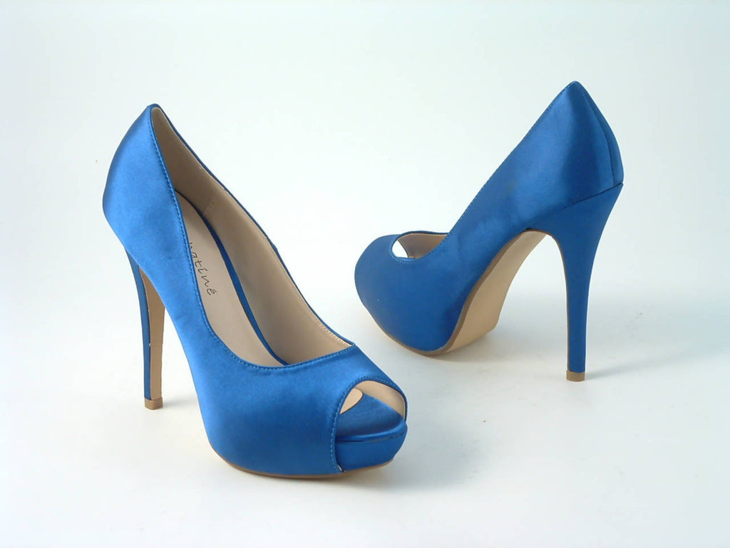 Glitz Shoes Sabatiné Satin Platform Heels With Peep-toe Glitz Shoes