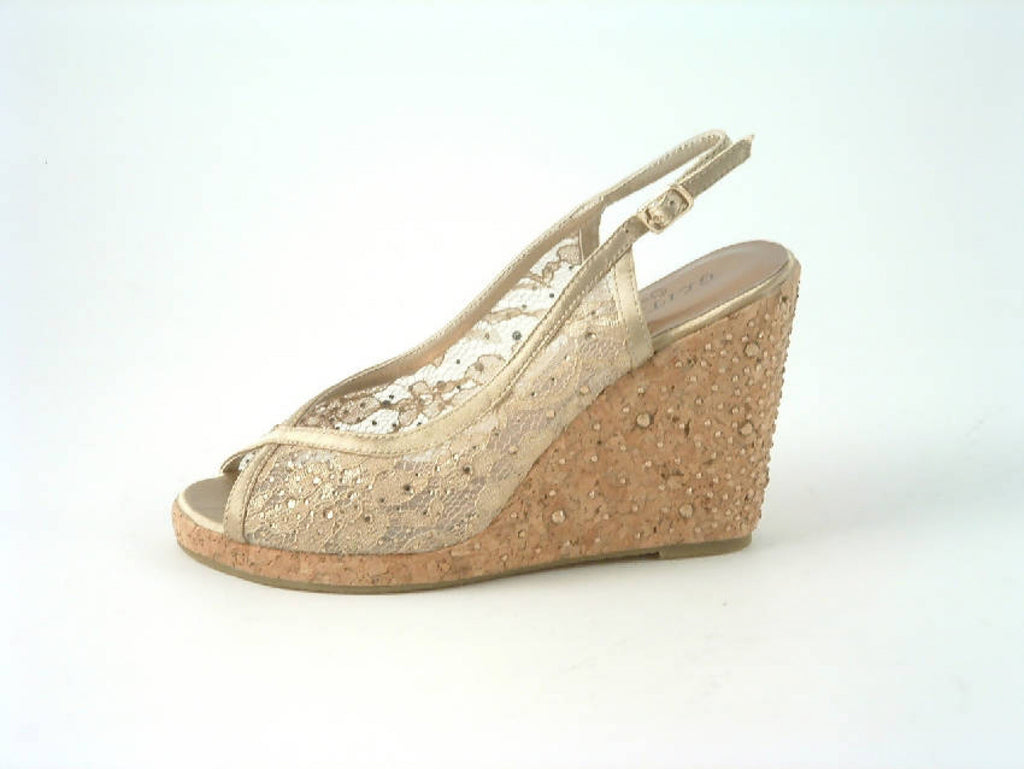 Glitz Shoes Diamante Satin Platform Wedge Sandals Glitz Shoes