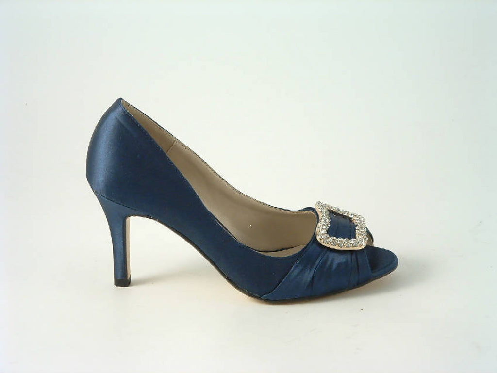 Glitz Shoes Satin Low Heel Peep Toe Court Shoe Glitz Shoes