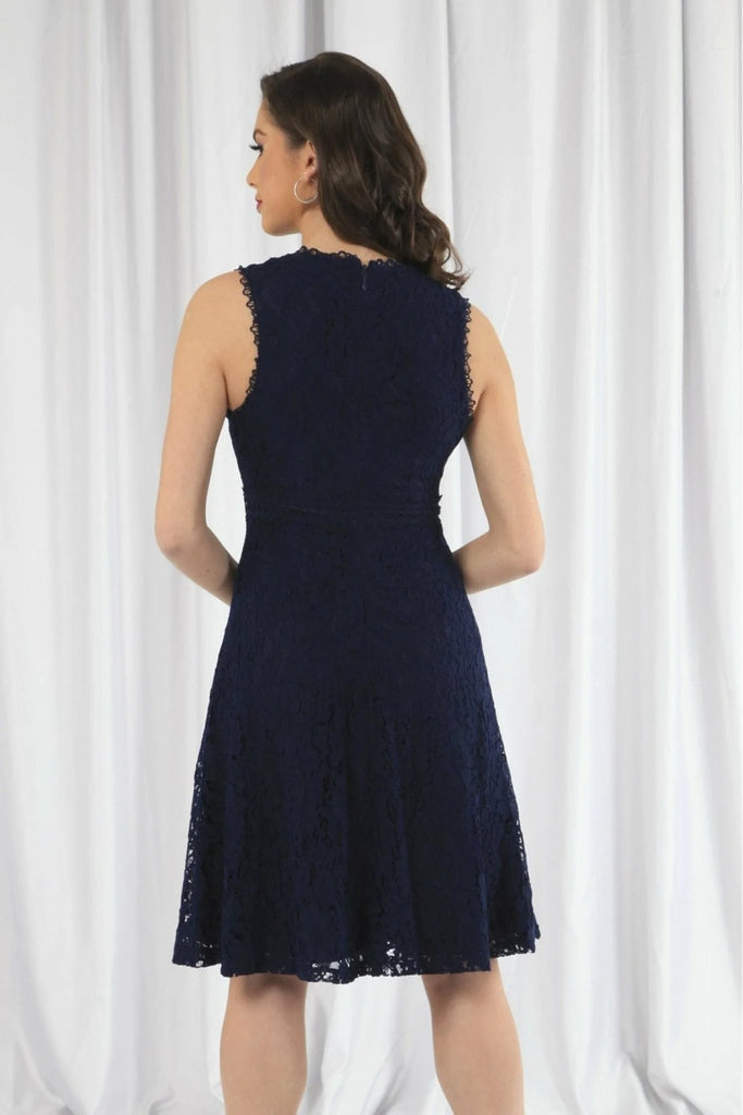 Navy Fit And Flare Lace Dress Double Second