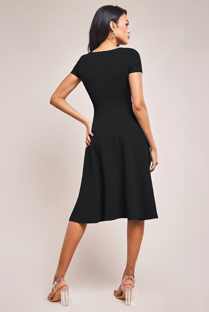 Scuba Crepe Twist Cutout Midi Dress Goddiva