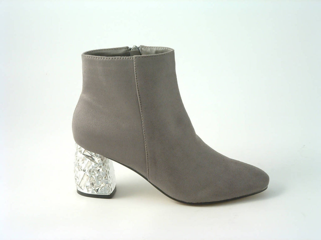 Glitz Shoes Sabatiné Glitter Heel Suede Ankle Boot Glitz Shoes