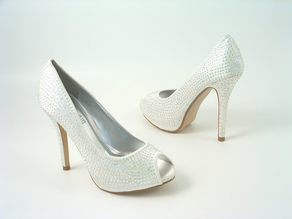 Diamante Peep Toe Court Shoe Glitz Shoes