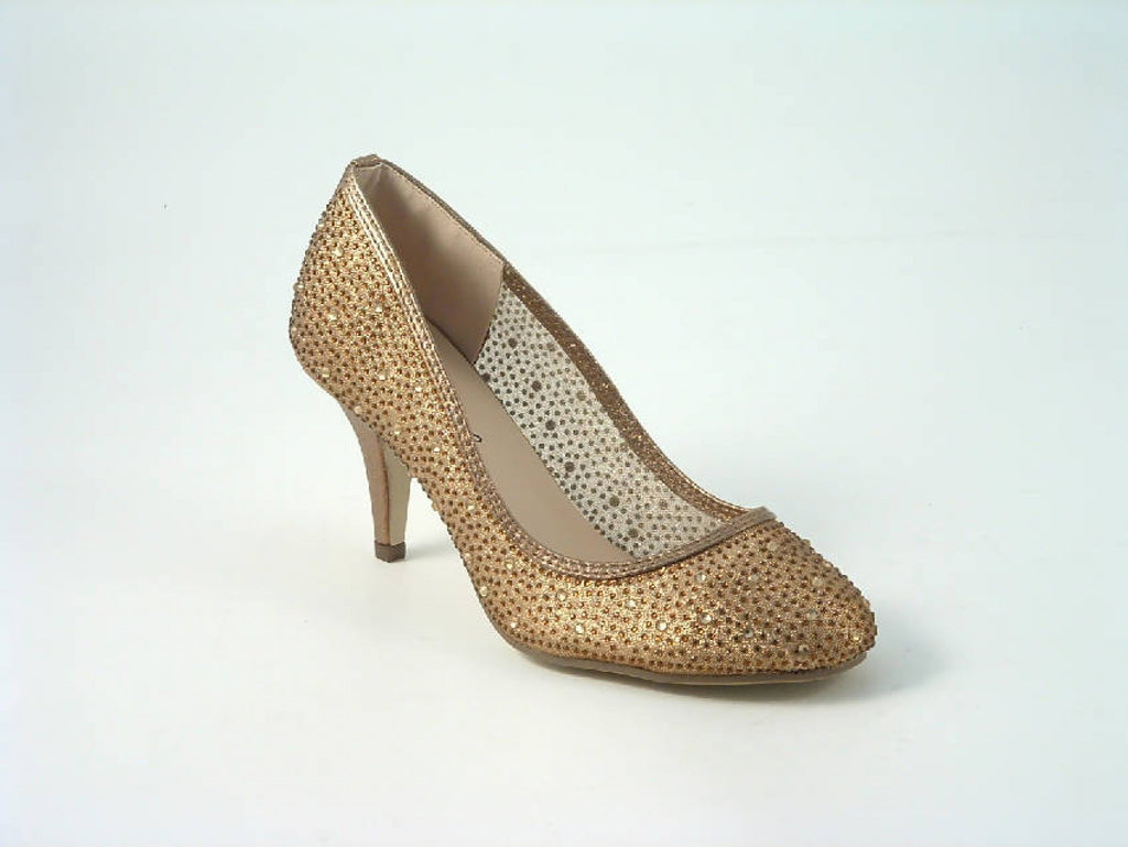 Glitz Shoes Diamante Round Toe Mid Heel Court Shoe Glitz Shoes