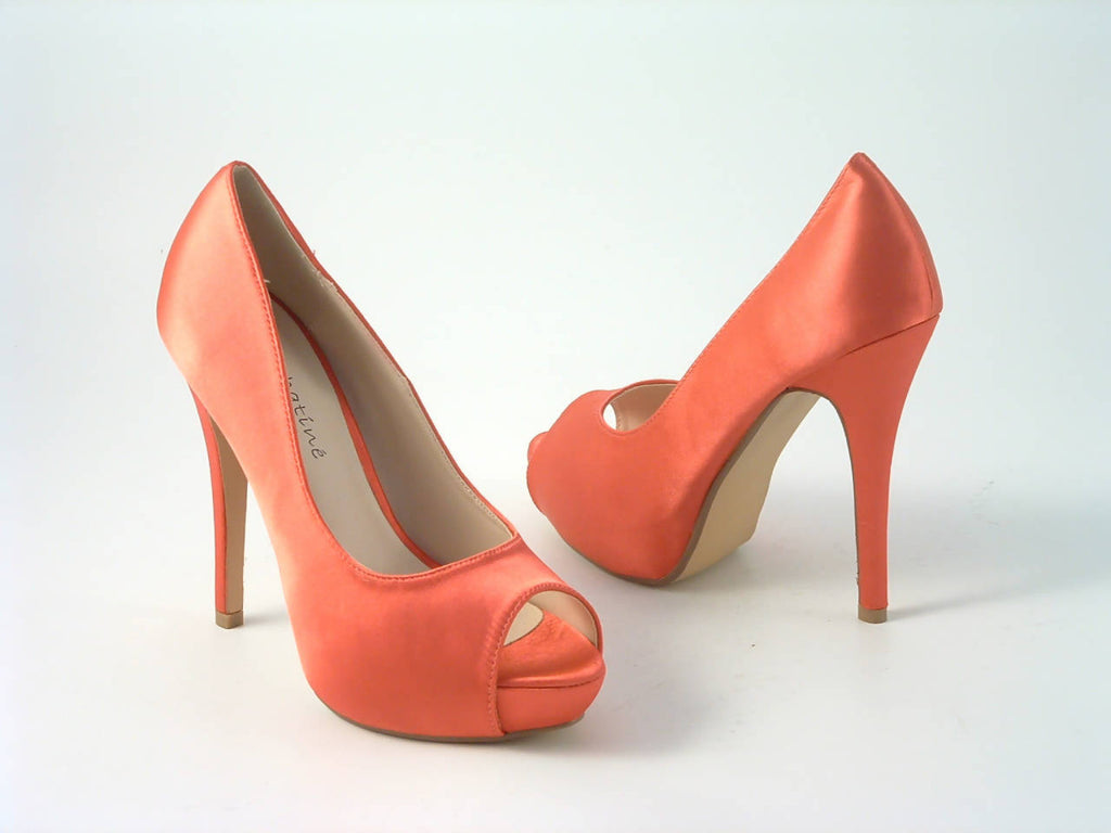 Glitz Shoes Sabatiné Satin Platform Heels With Peep-toe Glitz Shoes