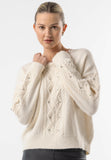 Angeleye Cable Knit Gem Detail White Jumper