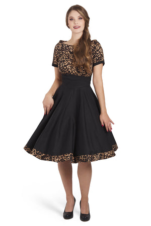 1950s Inspired Swing Dress in Leopard Print Dolly and Dotty