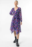 Angeleye Faux Wrap Bias Hem Midi Dress In Purple Floral