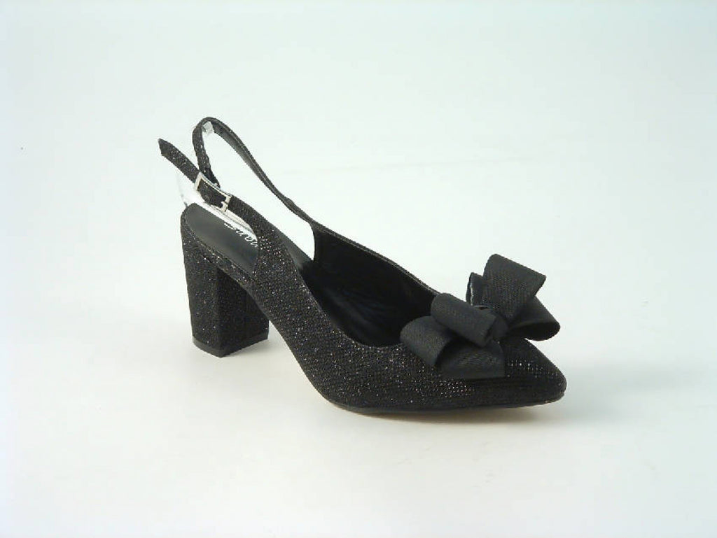 RAID Wink mid block heeled sandals in black glitter | ASOS