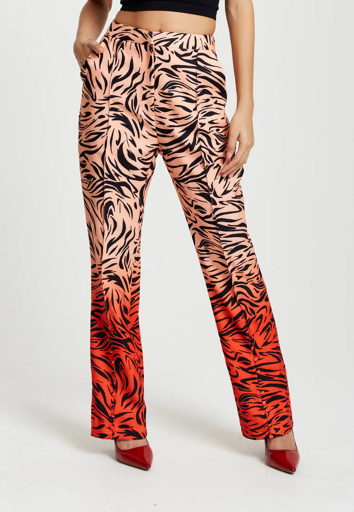 Zebra Print Suit Trousers with Slit detail Liquorish
