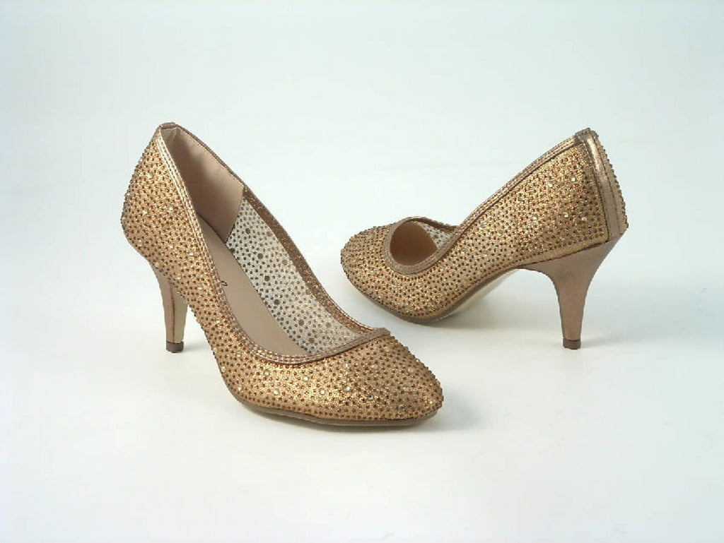 Glitz Shoes Diamante Round Toe Mid Heel Court Shoe Glitz Shoes
