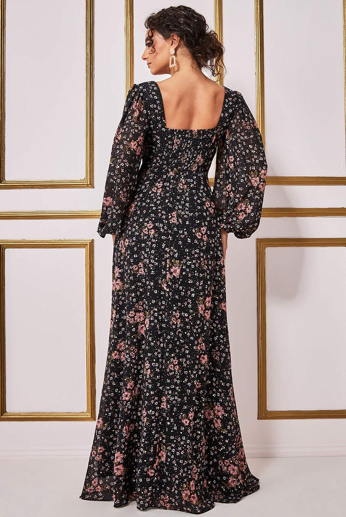 goddiva maxi dress Goddiva Chiffon Wrap Border Floral Print Maxi Dress