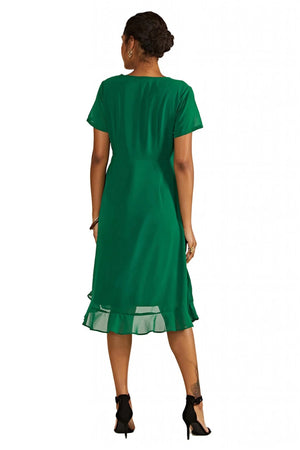 Green Frill Wrap Dress Yumi