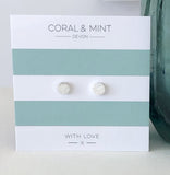 Coral And Mint Silver Sparkly Circle Studs