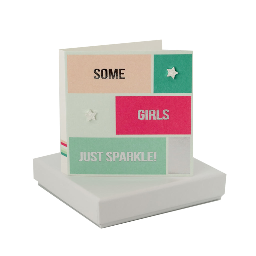 Some Girls Sparkle Card - Sparkly Star Studs Coral and Mint