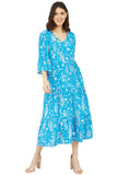 Yumi Blue Sealife Print Midi Dress