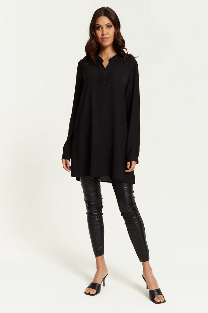 Long Sleeves Button Detailed Tunic Hoxton Gal