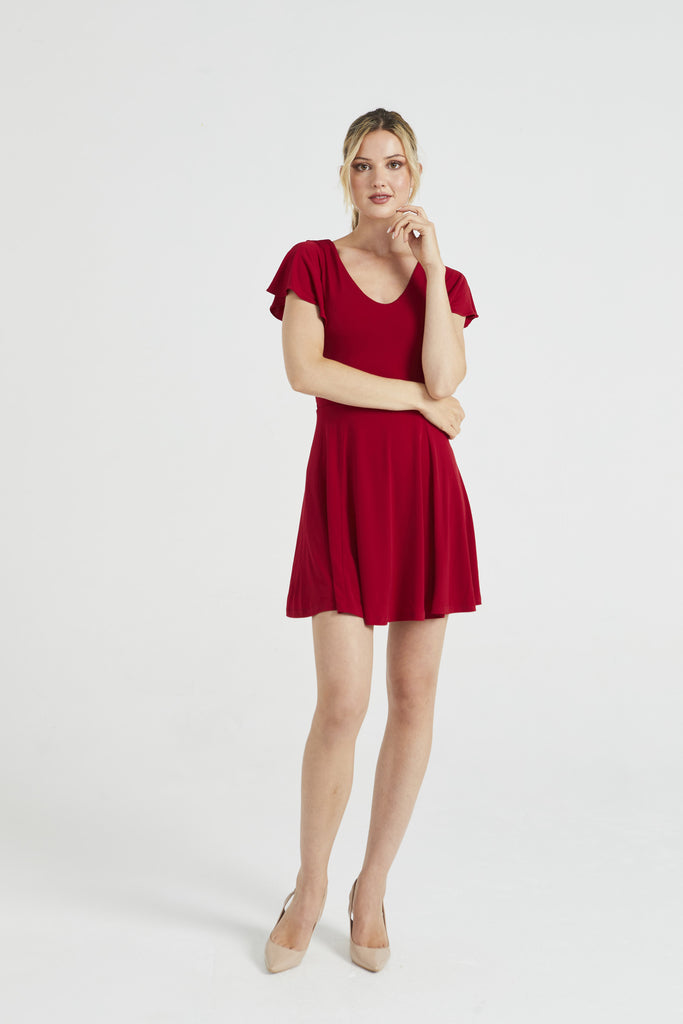 Reversible Mini Dress with Flutter Sleeves ANGELEYE
