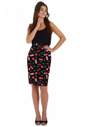 Falda Vintage Pencil Skirt Cherry Print Dolly and Dotty