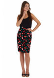 Dolly And Dotty 1950's Inspired Cherry Print Pencil Skirt