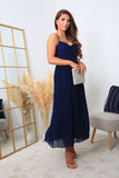 Double Second Strappy Pleated Lace Dress