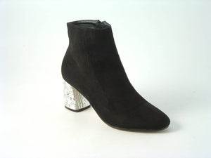 Glitz Shoes Sabatiné Glitter Heel Suede Ankle Boot Glitz Shoes