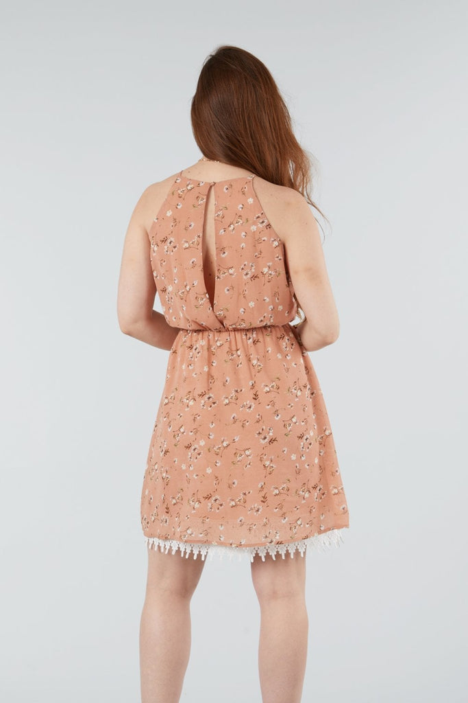 Pink Summer Floral Sleevless Dress Double Second