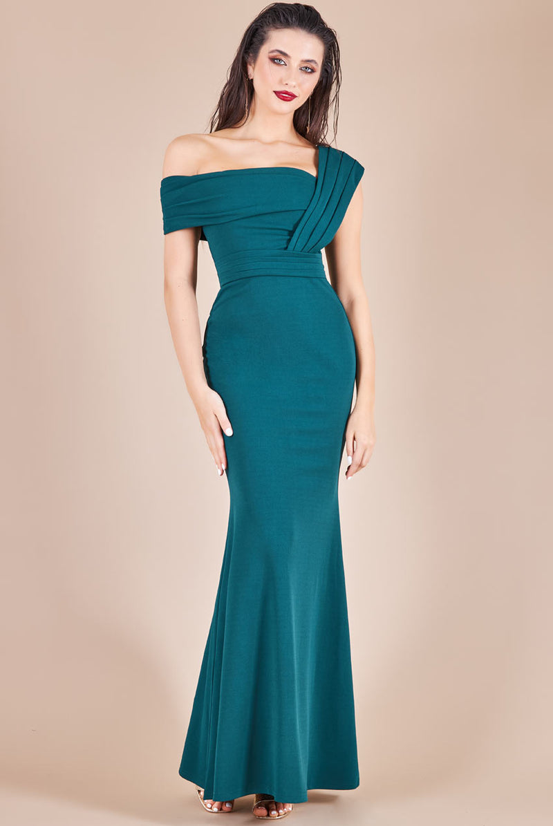 One Shoulder Scuba Maxi Dress Goddiva