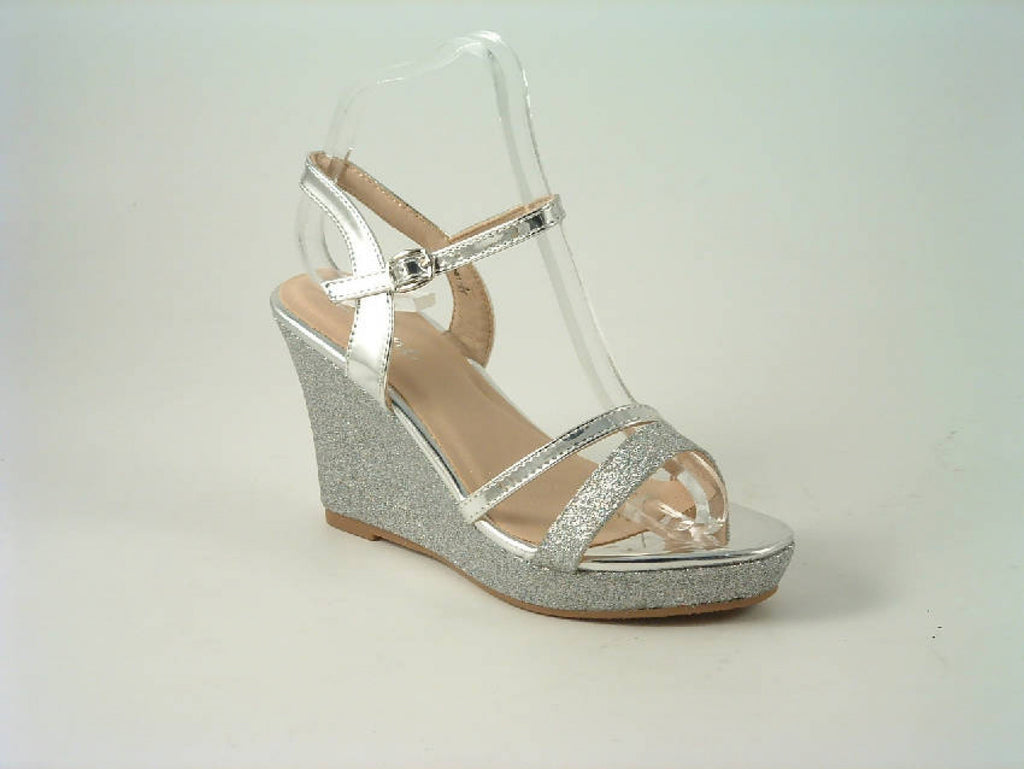 Glitz Shoes Divine High Heel Glitter Metallic Wedge Sandal Glitz Shoes