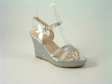 Glitz Shoes Divine High Heel Glitter Metallic Wedge Sandal
