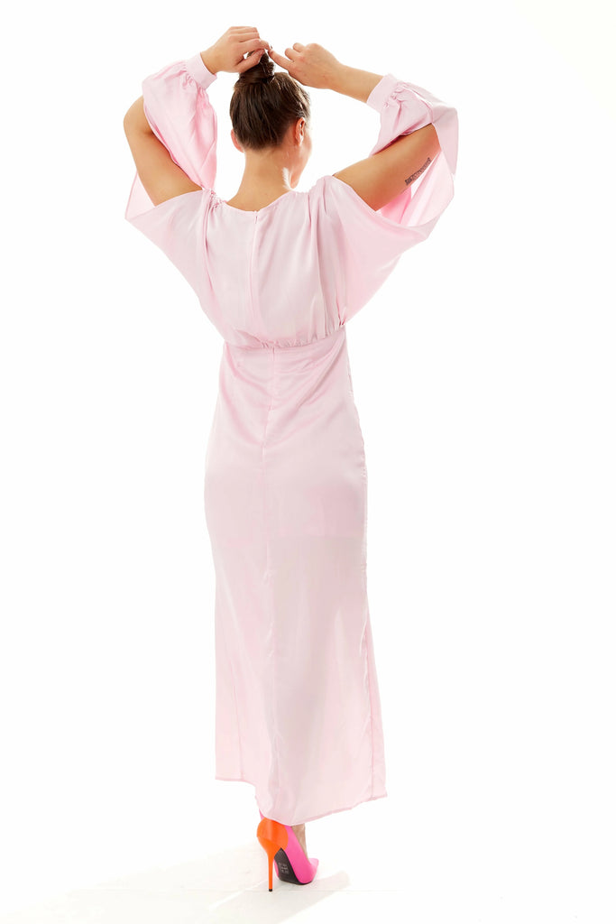 Light Pink Maxi Dress With Sleeve Slits Liquorish