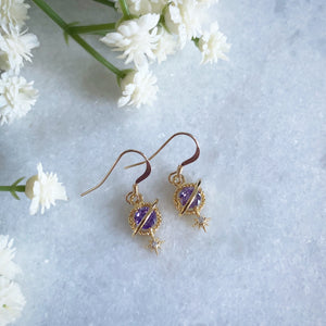 Orion Purple Planet and Star Earrings Wisteria London