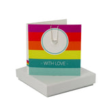 Coral And Mint With Love Circle Stripe Card - Heart Necklace