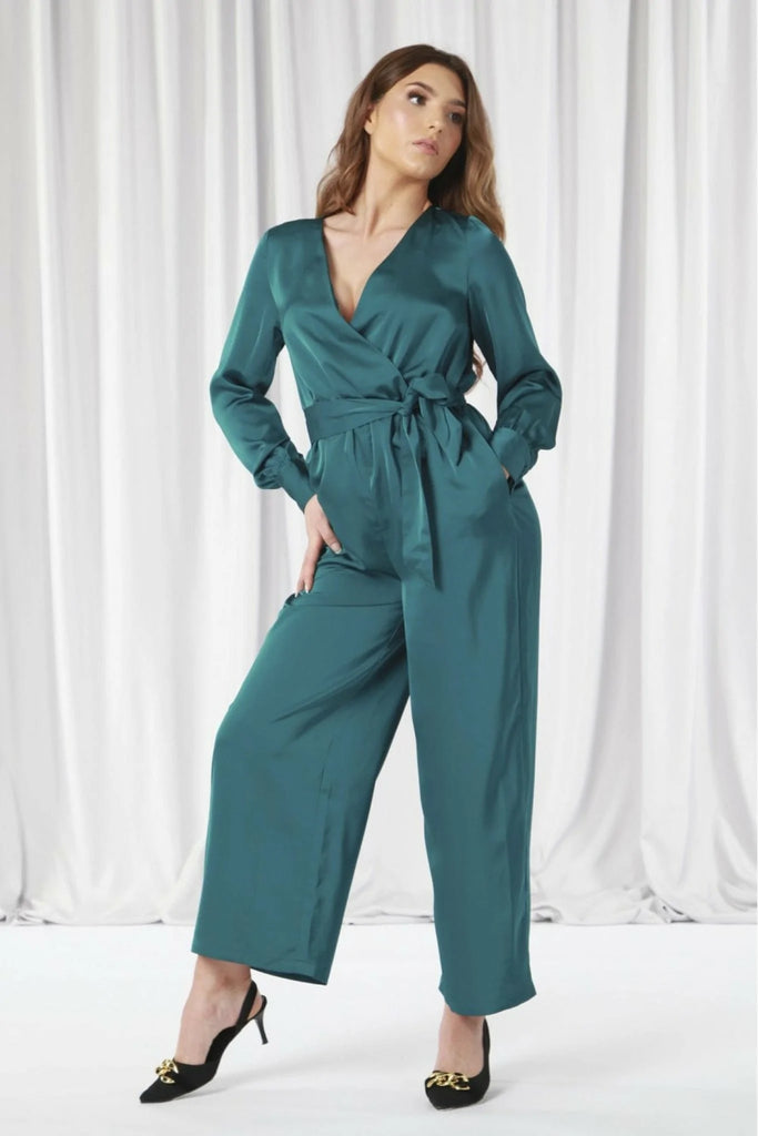Satin wrap best sale jumpsuit