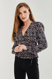 Liquorish Heart Print Wrap Top In Black