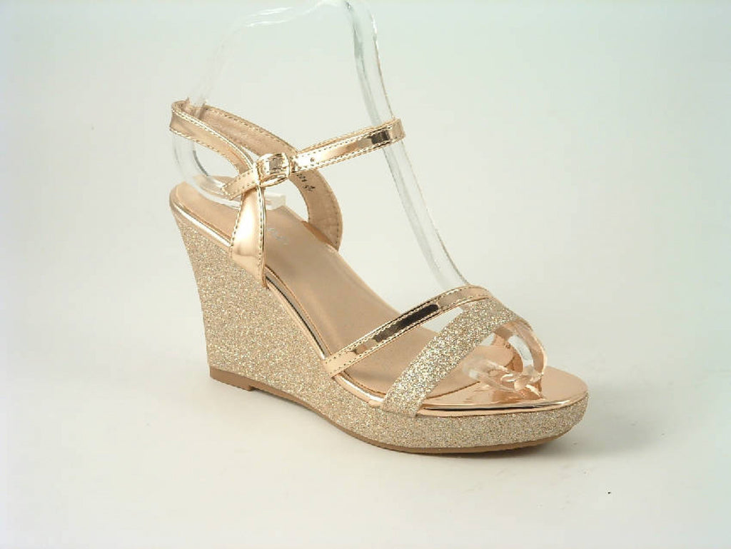 Glitz Shoes Divine High Heel Glitter Metallic Wedge Sandal Glitz Shoes