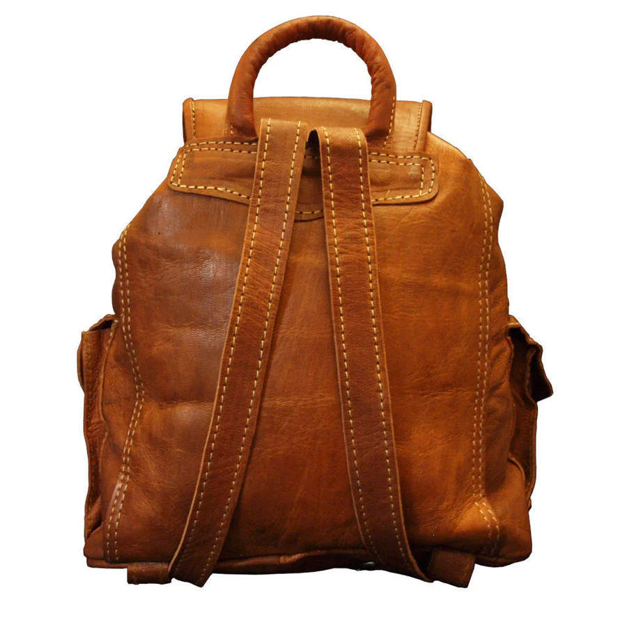 Small Leather Rucksack - Tan Berber Leather