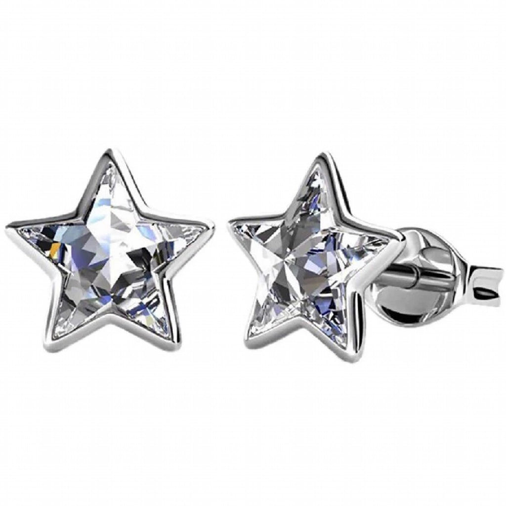 Stylacity Silver Star Small Stud Earrings With Crystals From Swarovski Stylacity