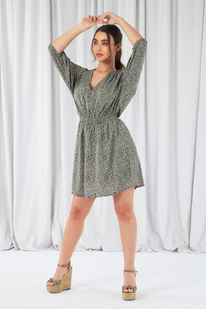 Animal Print Relaxed Shoulder Dress Double Second