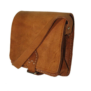 Small Leather Saddle Bag Square Berber Leather