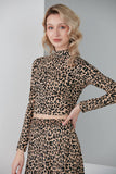 Love And Joy London High Neck Open Back Sleeve Top Leopard