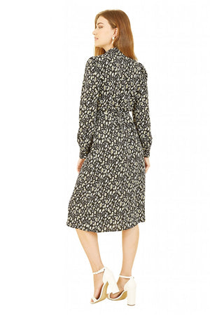 Black Leopard Print Shirt Dress Yumi