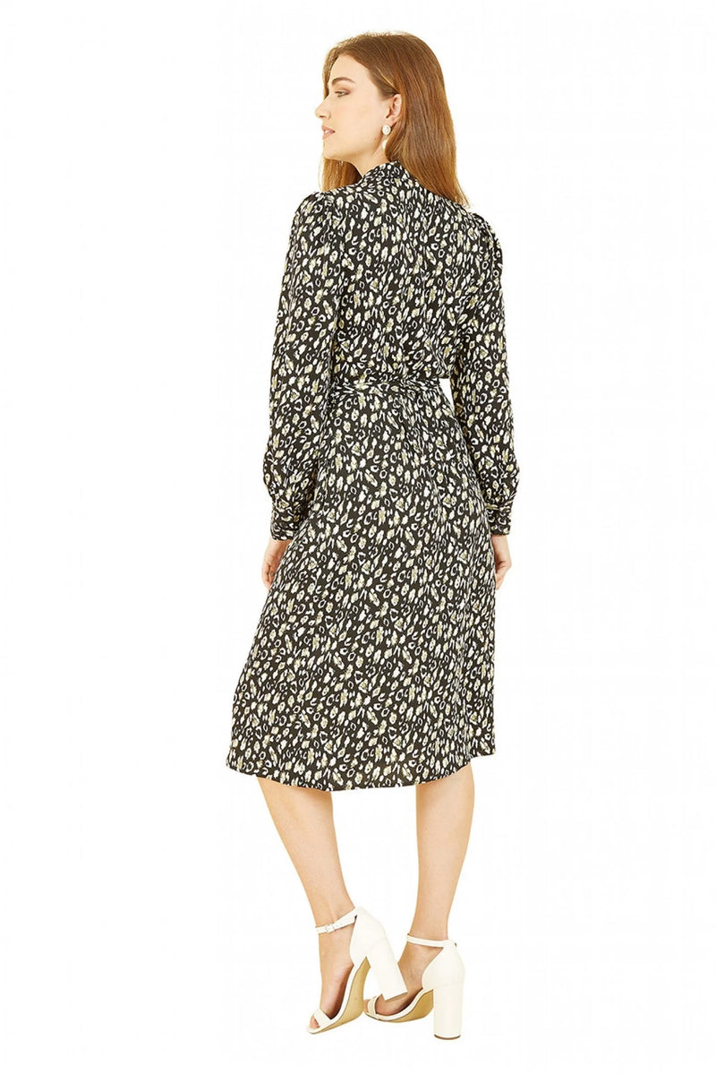 Black Leopard Print Shirt Dress Yumi
