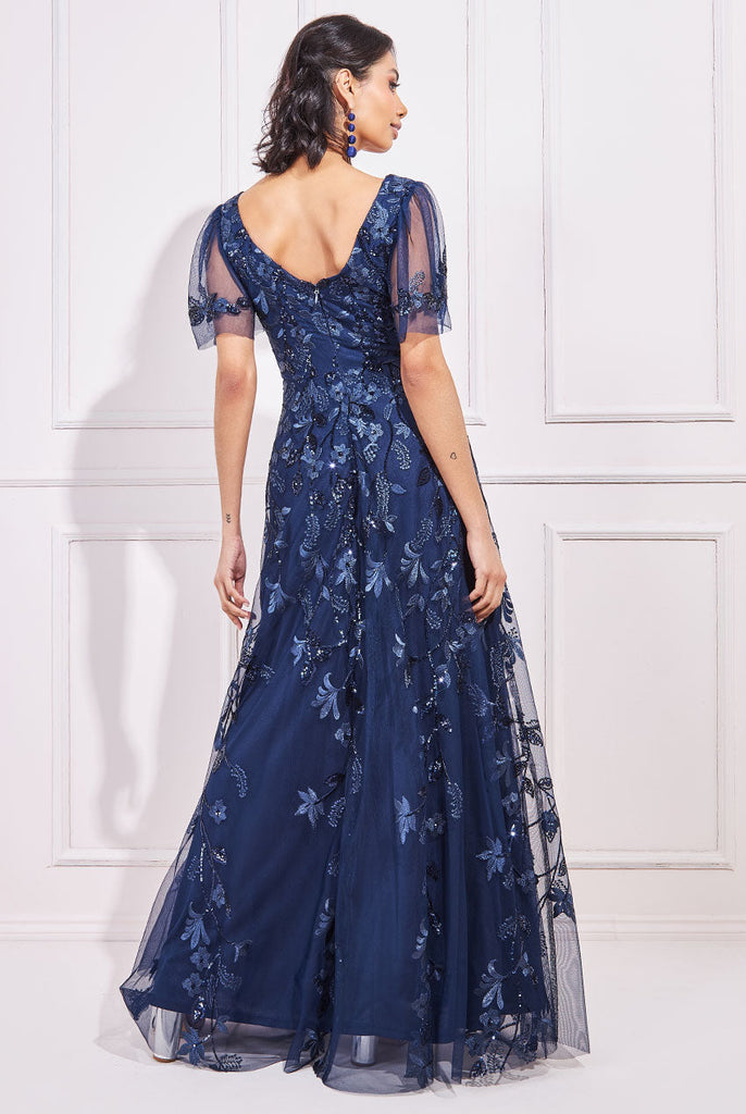 City Goddess Flared Sleeve Embroidered Maxi Dress Tradegala City Goddess Flared Sleeve Embroidered Maxi Dress Tradegala