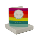 Coral And Mint With Love Circle Stripe Card - Heart Studs