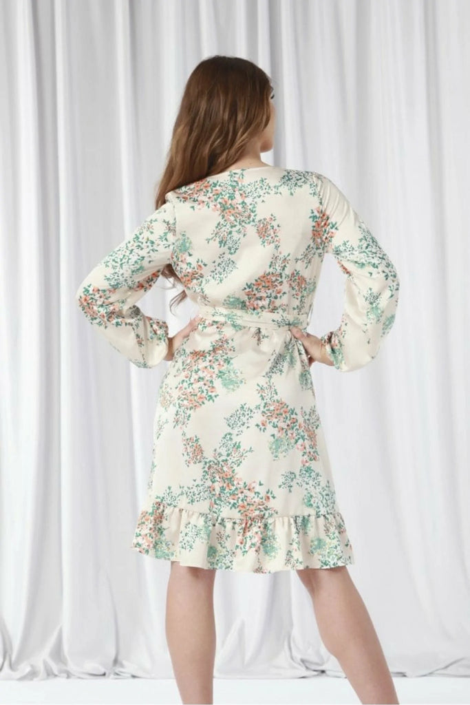 Ivory Printed Fill Wrap Dress Double Second